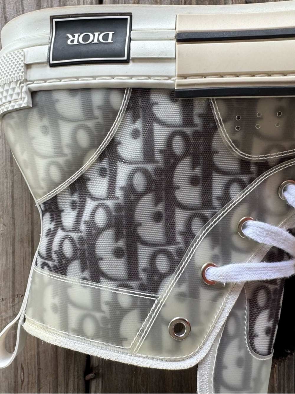 Dior Clear Monogram High-Top Sneakers - White/Gray - Picture 3 of 3